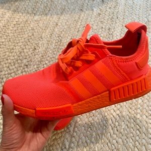 All red/ orange neon Addidas NMD’s